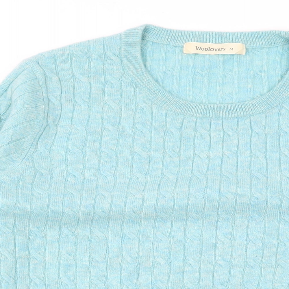 Woolovers Womens Blue Round Neck Wool Pullover Jumper Size M