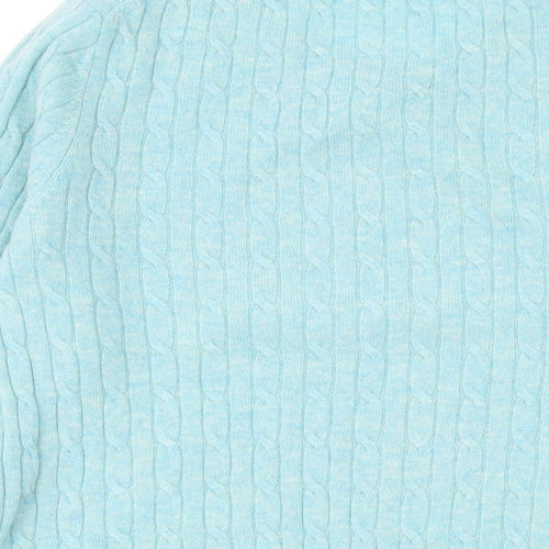 Woolovers Womens Blue Round Neck Wool Pullover Jumper Size M