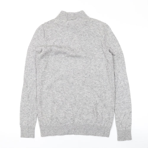 Wallis Womens Grey Mock Neck Geometric Acrylic Pullover Jumper Size S - Beaded