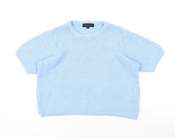 New Look Womens Blue Round Neck Acrylic Pullover Jumper Size 6