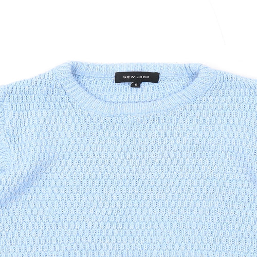 New Look Womens Blue Round Neck Acrylic Pullover Jumper Size 6