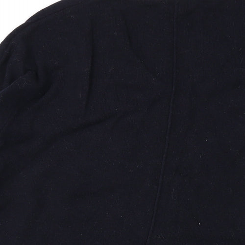 Mint Velvet Womens Black V-Neck Geometric Cotton Pullover Jumper Size S