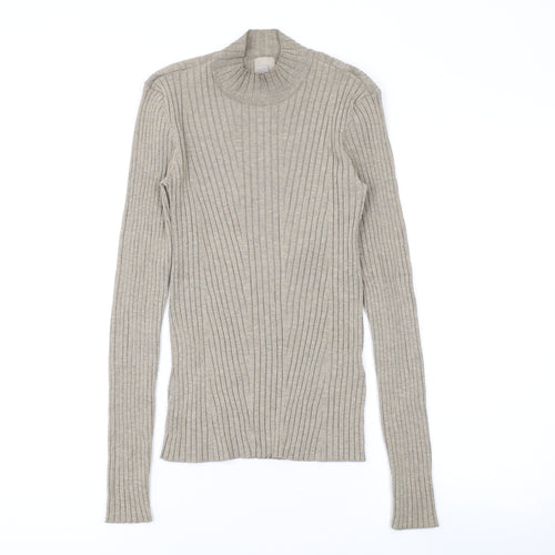 H&M Womens Brown Mock Neck Polyester Pullover Jumper Size XS