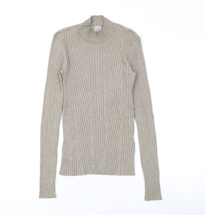 H&M Womens Brown Mock Neck Polyester Pullover Jumper Size XS