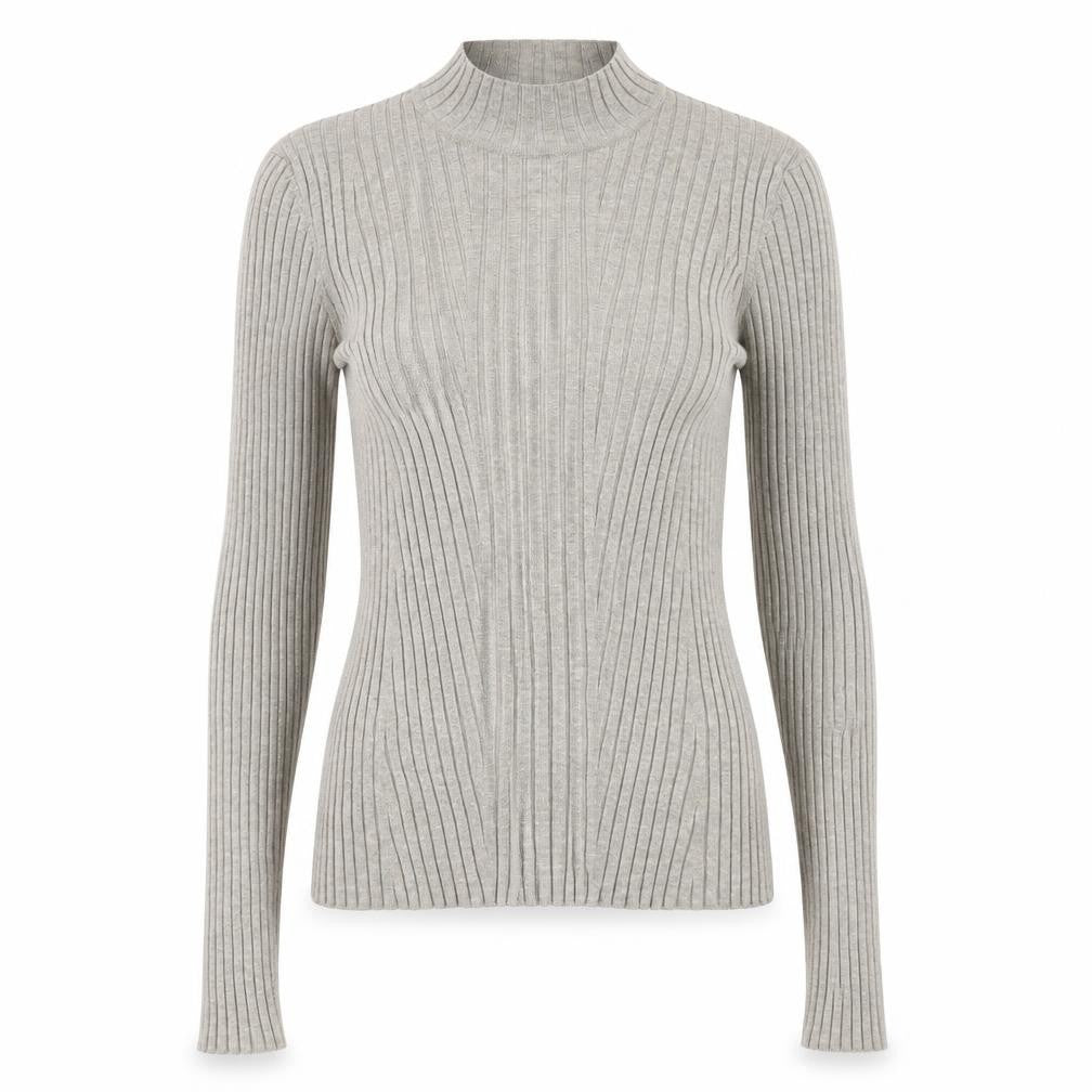 Front view of H&M women’s brown mock neck polyester jumper, size XS