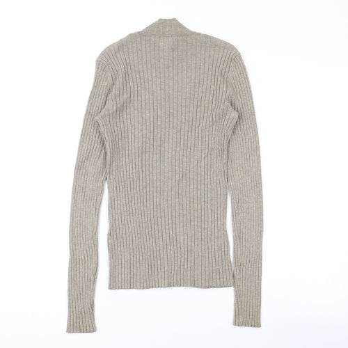 H&M Womens Brown Mock Neck Polyester Pullover Jumper Size XS