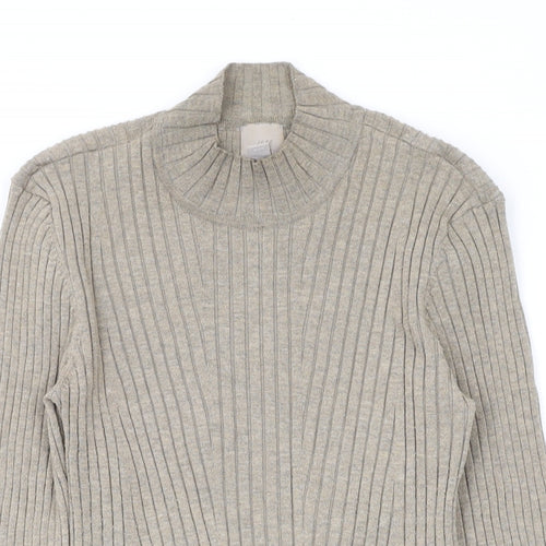 H&M Womens Brown Mock Neck Polyester Pullover Jumper Size XS