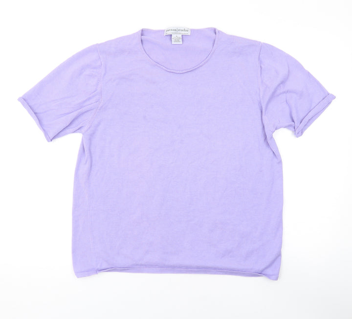 Sutton Studio Womens Purple Scoop Neck Cotton Pullover Jumper Size XL