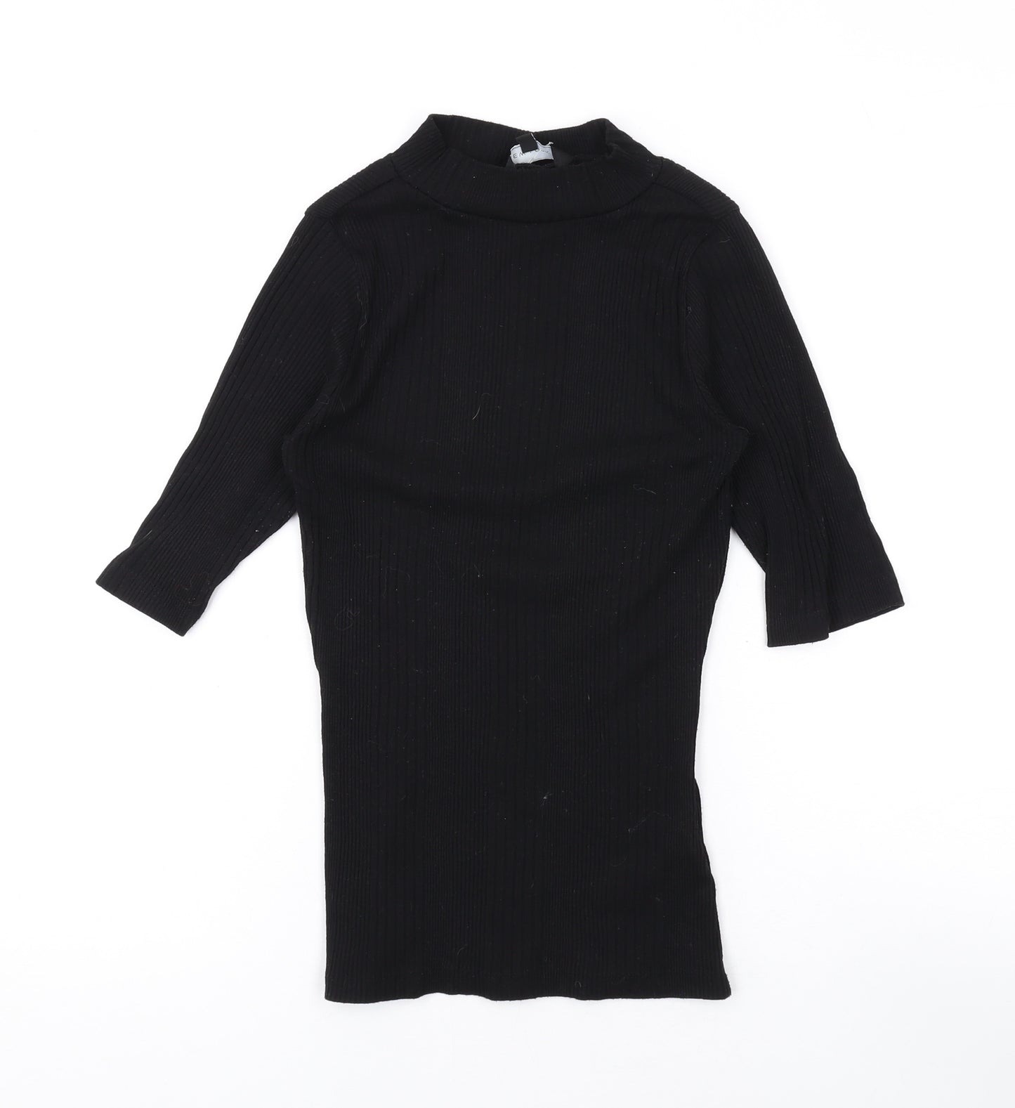 New Look Womens Black Polyester Basic T-Shirt Size 8 Mock Neck