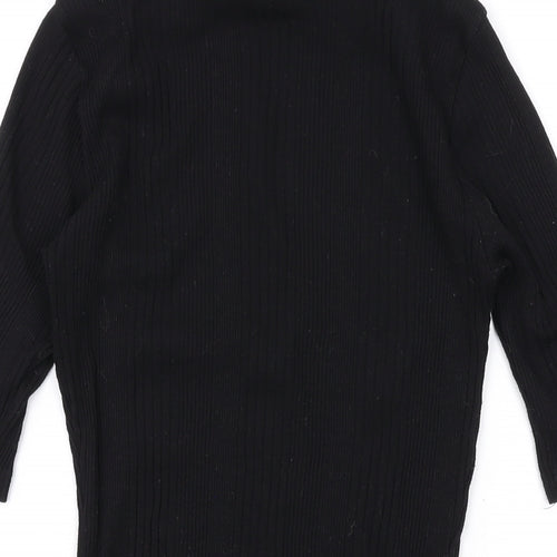 New Look Womens Black Polyester Basic T-Shirt Size 8 Mock Neck