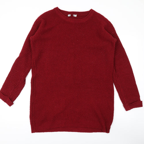 ASOS Womens Red Round Neck Acrylic Pullover Jumper Size 10