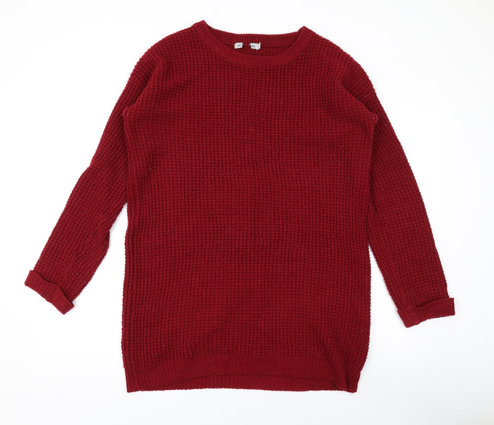 ASOS Womens Red Round Neck Acrylic Pullover Jumper Size 10