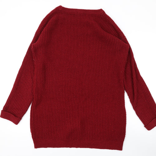 ASOS Womens Red Round Neck Acrylic Pullover Jumper Size 10
