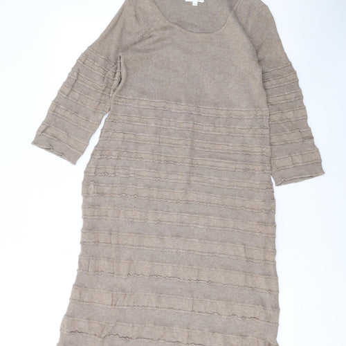 Kaliko Womens Brown Viscose A-Line Size 14 Scoop Neck Pullover