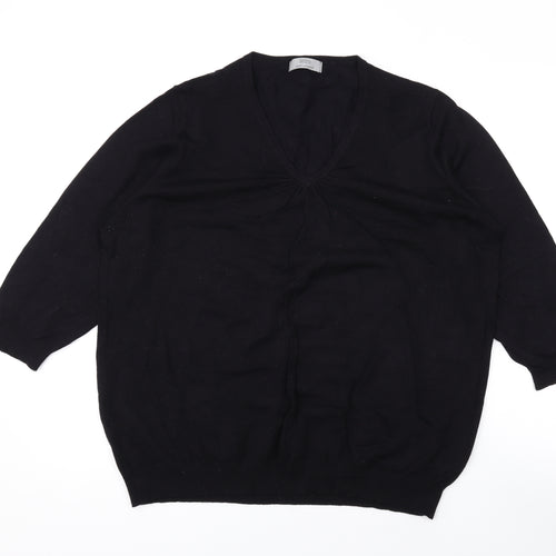 Marks and Spencer Womens Black V-Neck Viscose Pullover Jumper Size 24
