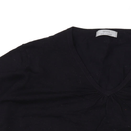 Marks and Spencer Womens Black V-Neck Viscose Pullover Jumper Size 24