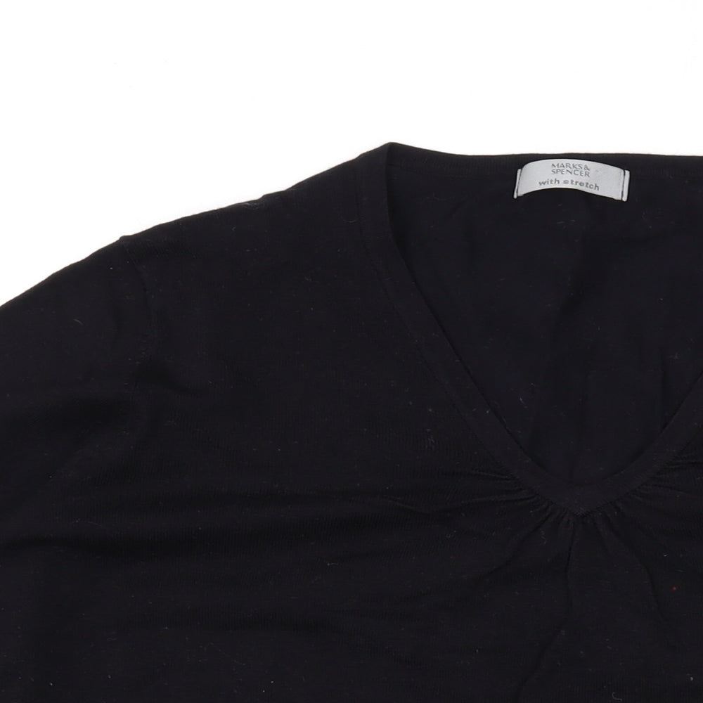 Marks and Spencer Womens Black V-Neck Viscose Pullover Jumper Size 24