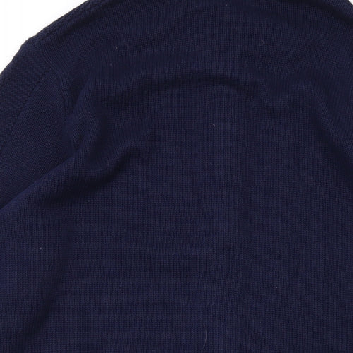 Isle Mens Blue Mock Neck Cotton Full Zip Jumper Size M Long Sleeve