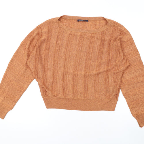 Marks and Spencer Womens Orange Round Neck Viscose Pullover Jumper Size 10
