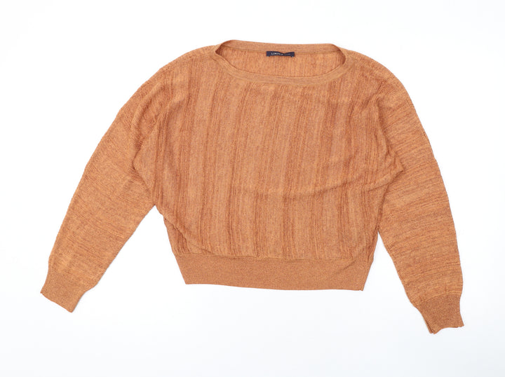Marks and Spencer Womens Orange Round Neck Viscose Pullover Jumper Size 10