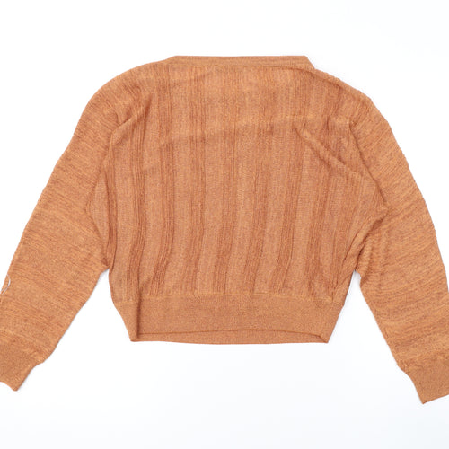 Marks and Spencer Womens Orange Round Neck Viscose Pullover Jumper Size 10