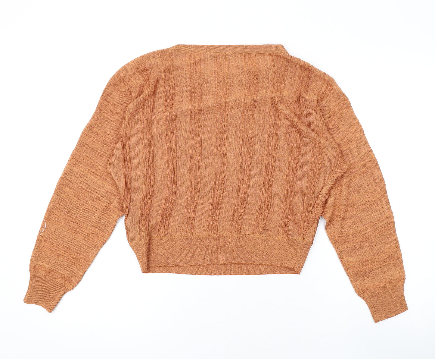 Marks and Spencer Womens Orange Round Neck Viscose Pullover Jumper Size 10