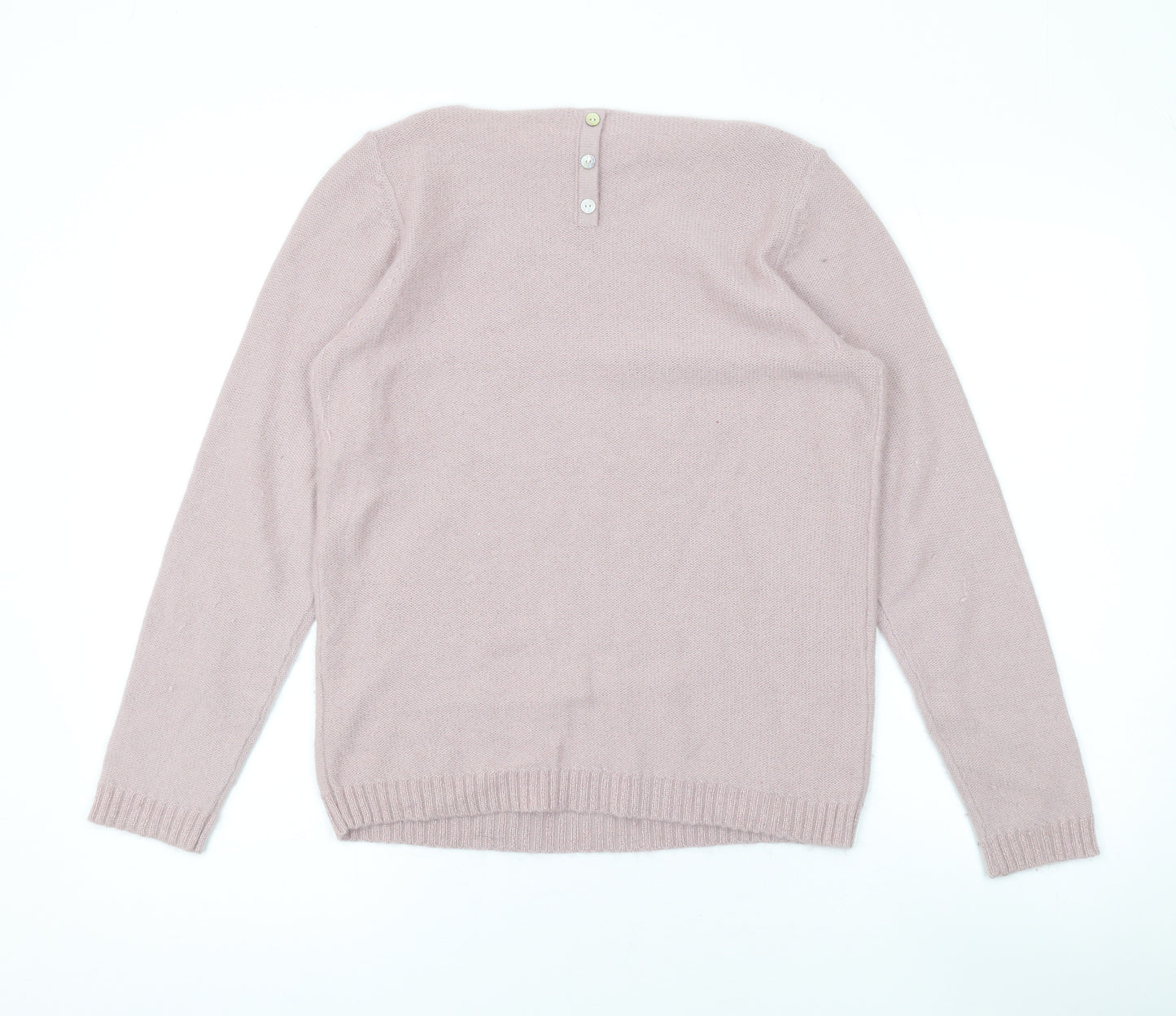Gharani Strok Womens Pink Round Neck Nylon Pullover Jumper Size L