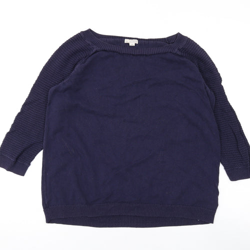 Gap Womens Blue Boat Neck Cotton Pullover Jumper Size M