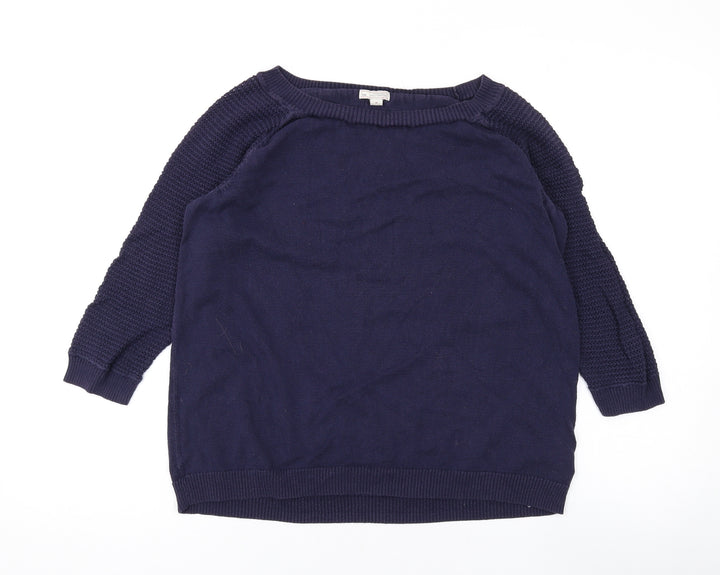 Gap Womens Blue Boat Neck Cotton Pullover Jumper Size M