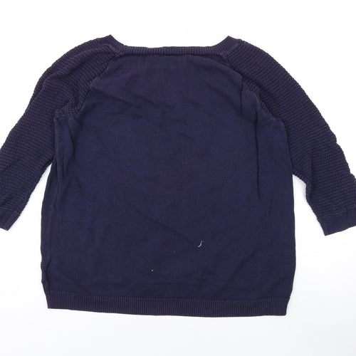 Gap Womens Blue Boat Neck Cotton Pullover Jumper Size M