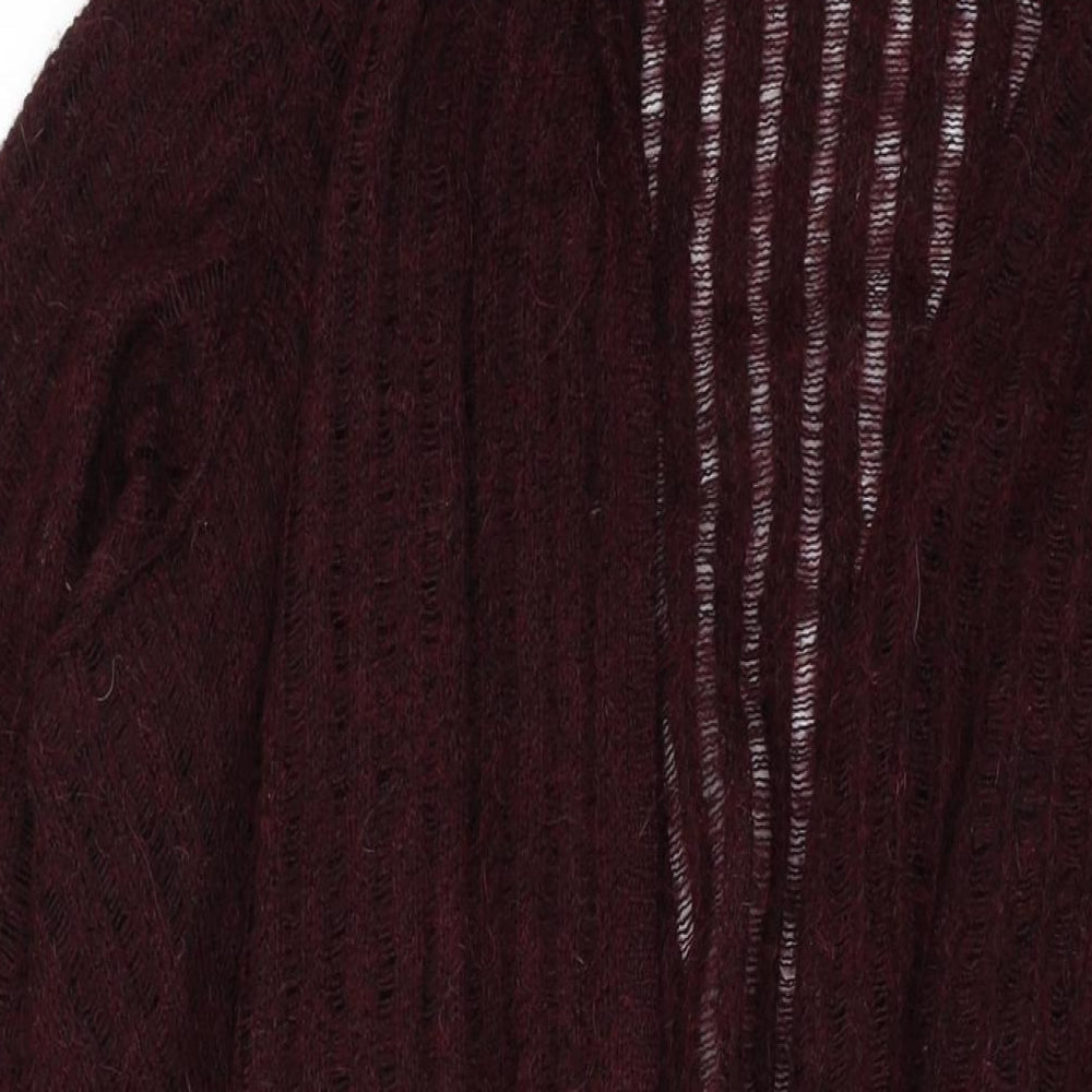 Marks and Spencer Womens Red V-Neck Acrylic Cape Jumper Size 16