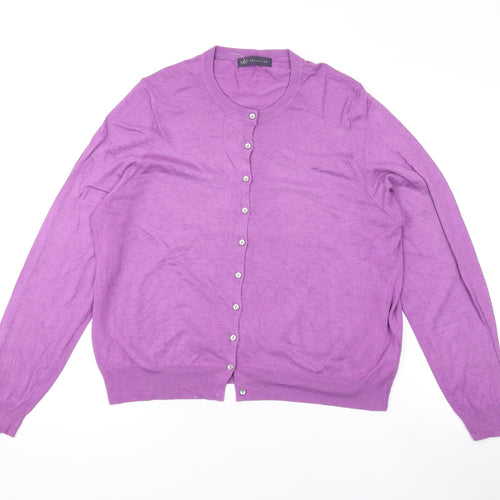Marks and Spencer Womens Purple Round Neck Viscose Cardigan Jumper Size 22