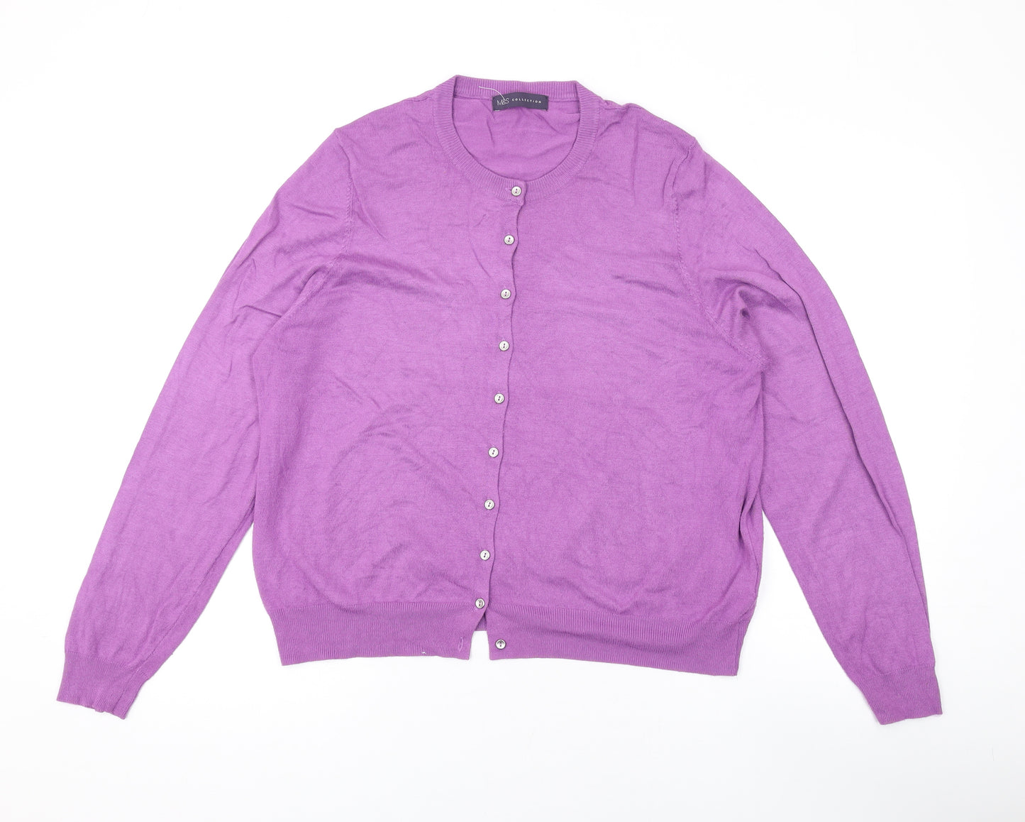 Marks and Spencer Womens Purple Round Neck Viscose Cardigan Jumper Size 22