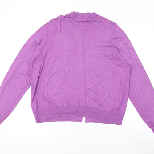 Marks and Spencer Womens Purple Round Neck Viscose Cardigan Jumper Size 22