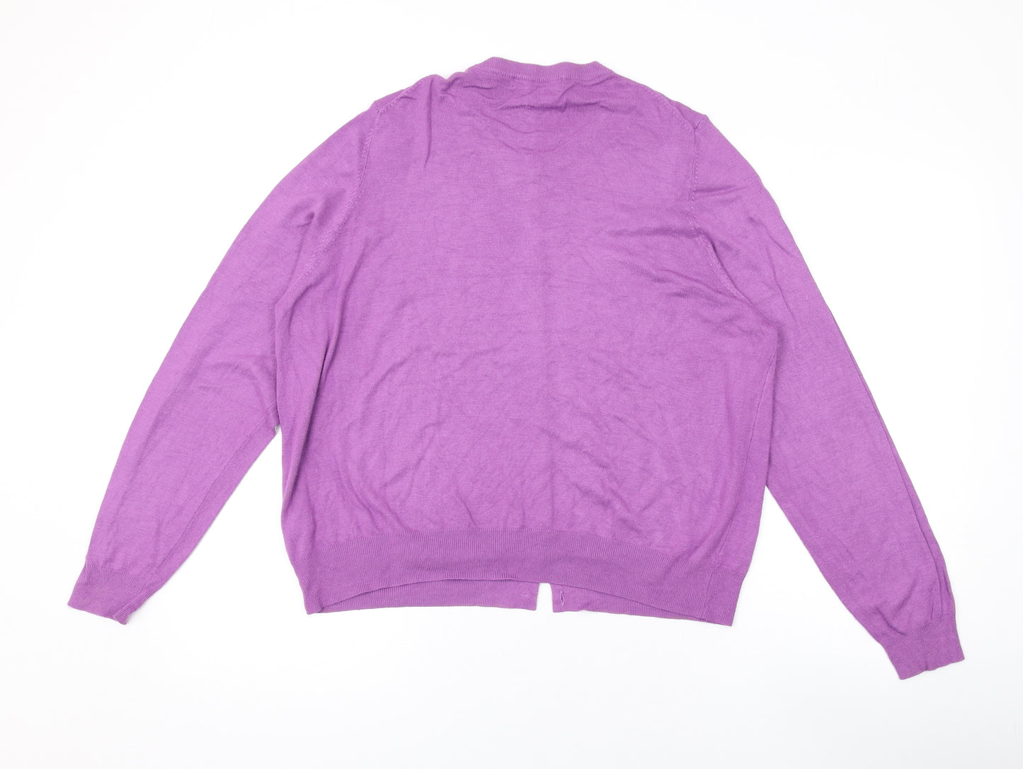 Marks and Spencer Womens Purple Round Neck Viscose Cardigan Jumper Size 22