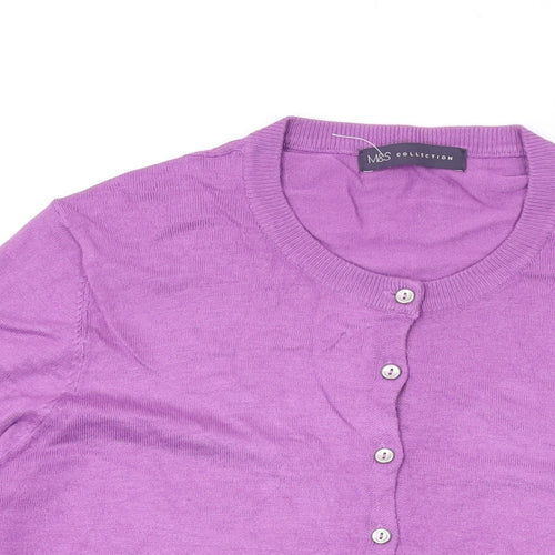 Marks and Spencer Womens Purple Round Neck Viscose Cardigan Jumper Size 22