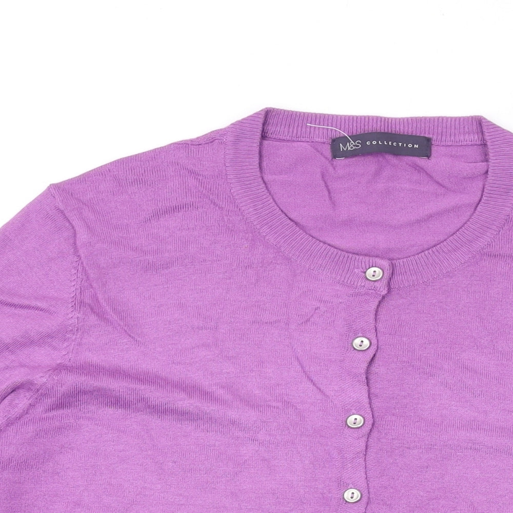 Marks and Spencer Womens Purple Round Neck Viscose Cardigan Jumper Size 22