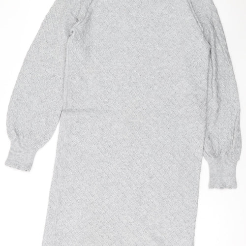 Object Womens Grey Round Neck Viscose Pullover Jumper Size S
