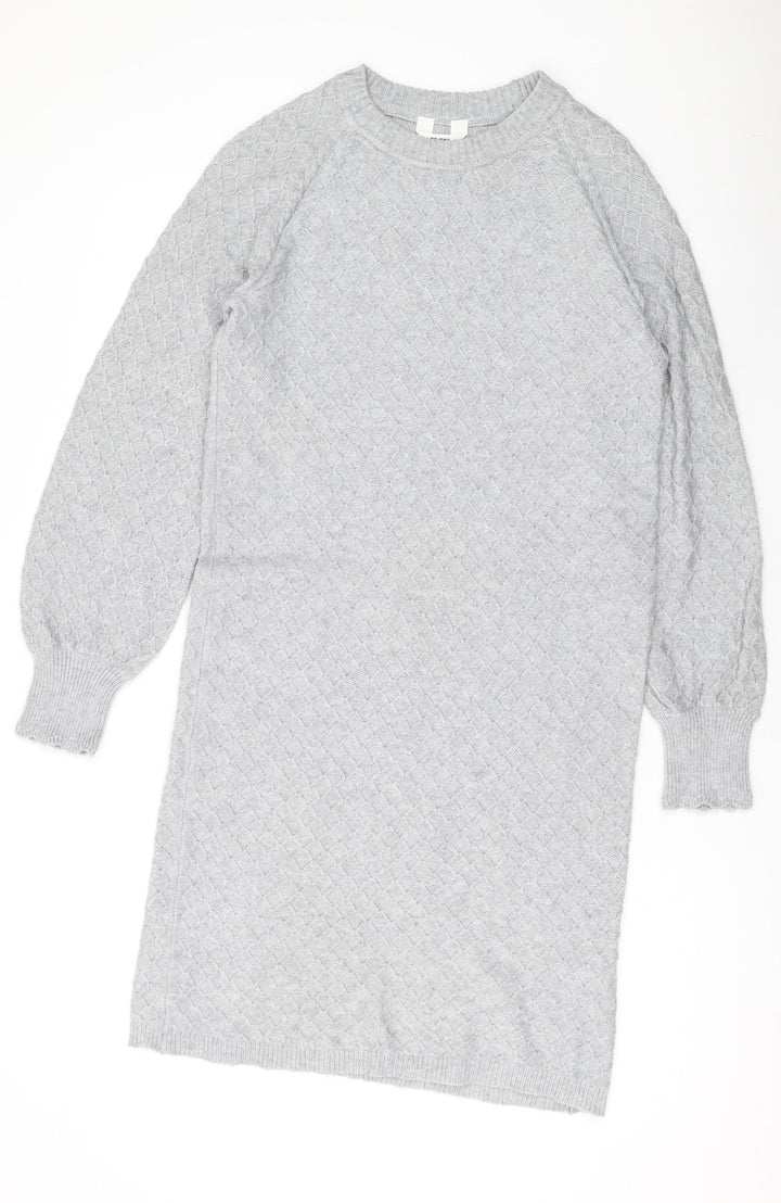 Object Womens Grey Round Neck Viscose Pullover Jumper Size S