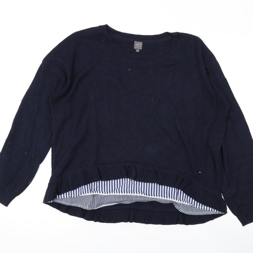 Little Miss Womens Blue Round Neck Cotton Pullover Jumper Size M