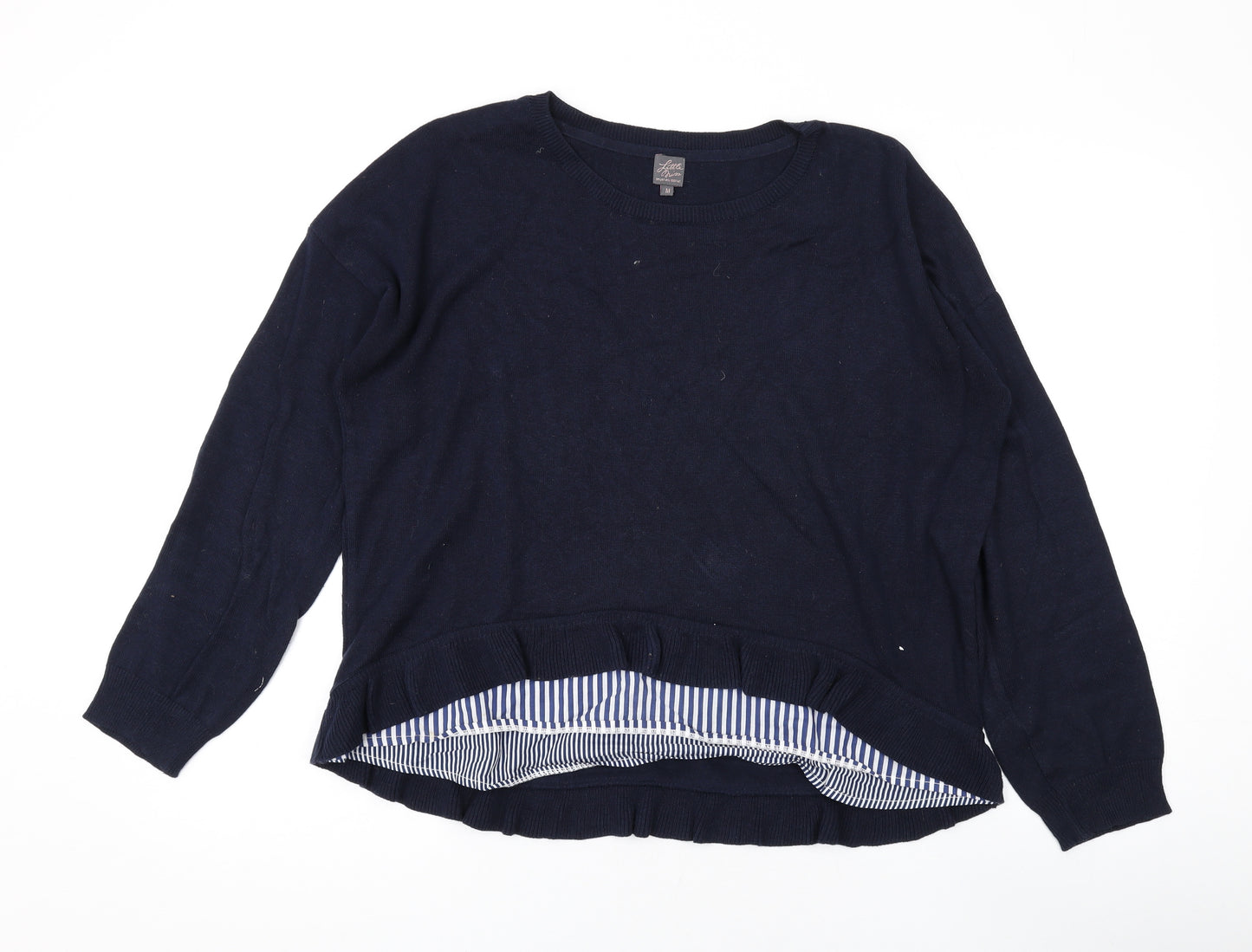Little Miss Womens Blue Round Neck Cotton Pullover Jumper Size M