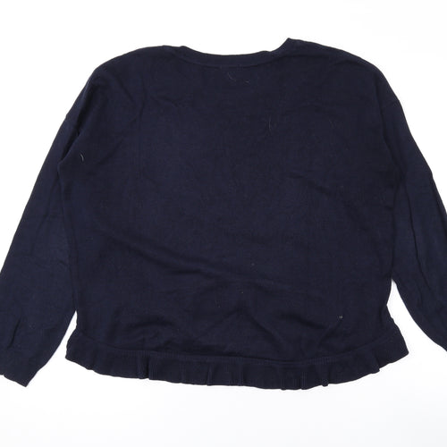 Little Miss Womens Blue Round Neck Cotton Pullover Jumper Size M