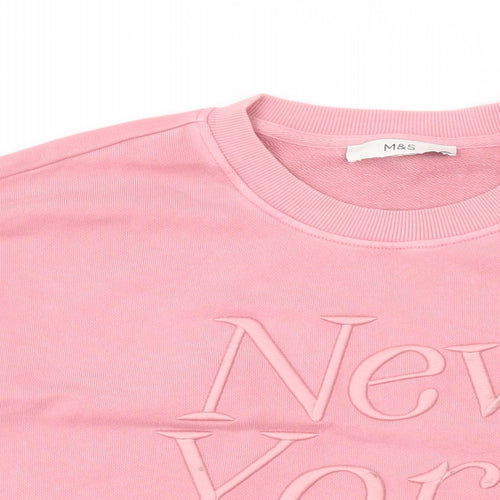 Marks and Spencer Womens Pink Cotton Pullover Sweatshirt Size L Pullover - New York City
