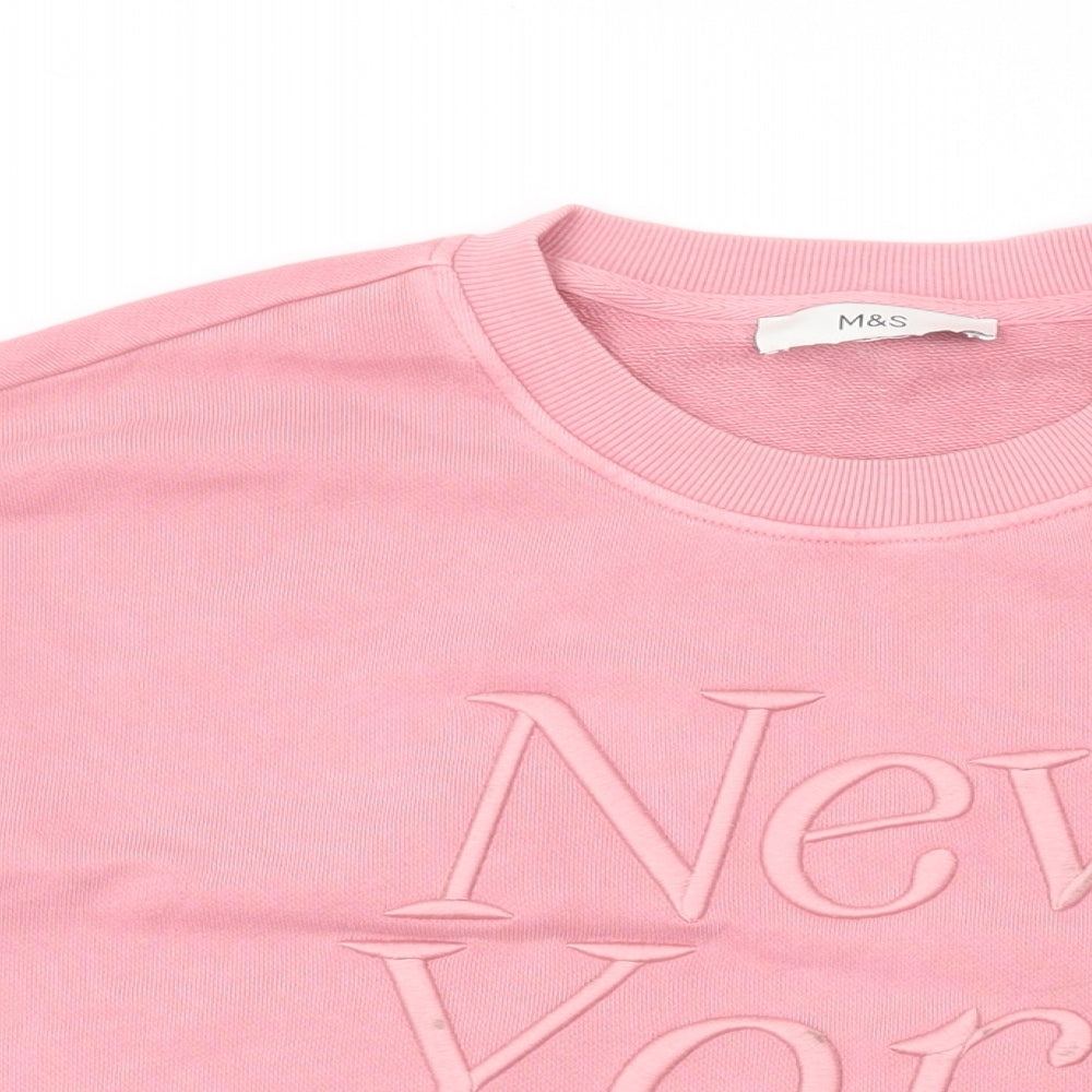 Marks and Spencer Womens Pink Cotton Pullover Sweatshirt Size L Pullover - New York City
