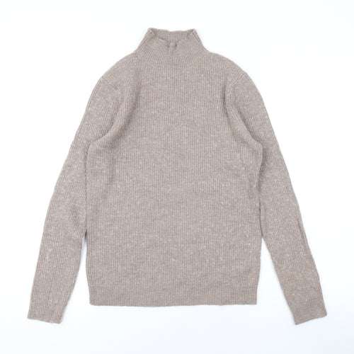 Marks and Spencer Womens Brown Mock Neck Wool Pullover Jumper Size 10
