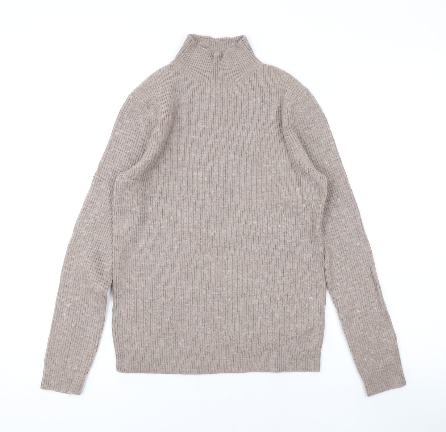 Marks and Spencer Womens Brown Mock Neck Wool Pullover Jumper Size 10