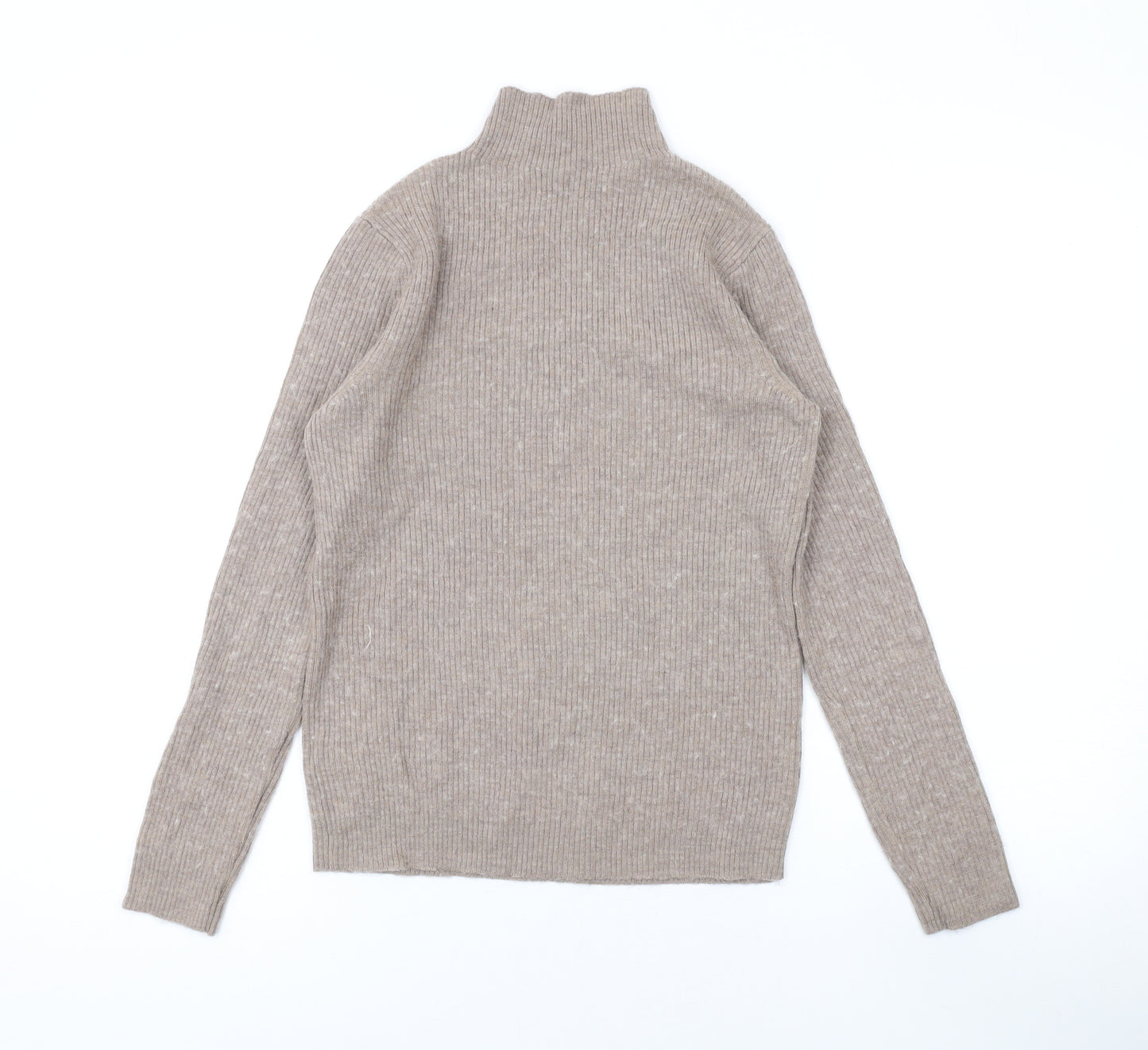 Marks and Spencer Womens Brown Mock Neck Wool Pullover Jumper Size 10