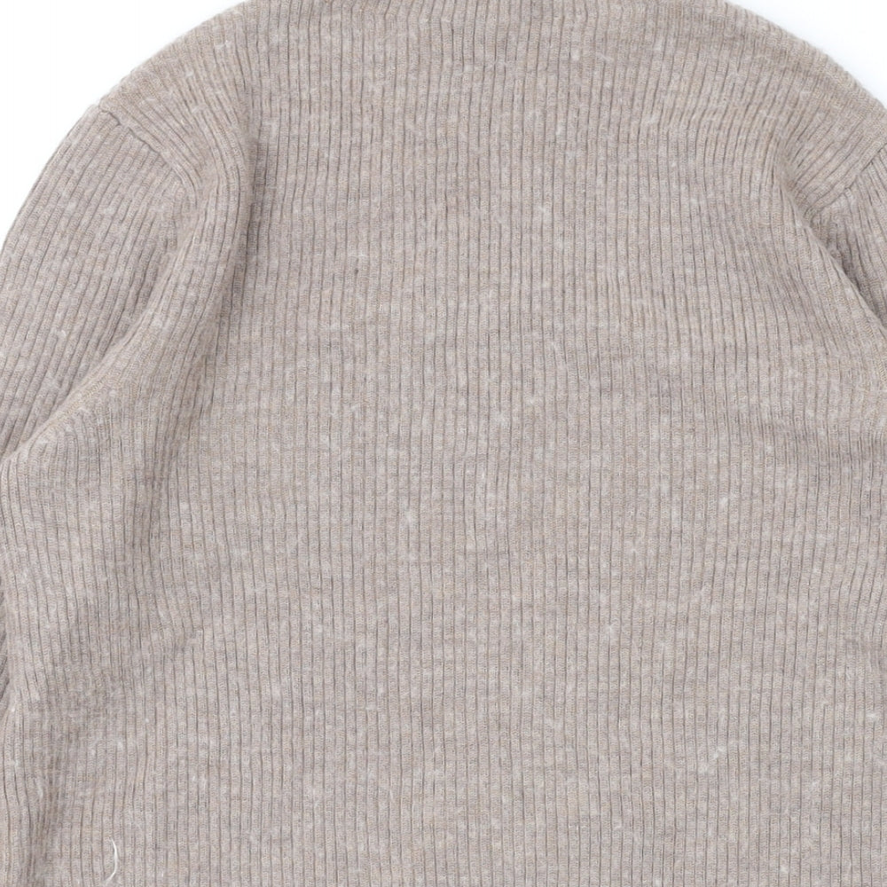 Marks and Spencer Womens Brown Mock Neck Wool Pullover Jumper Size 10