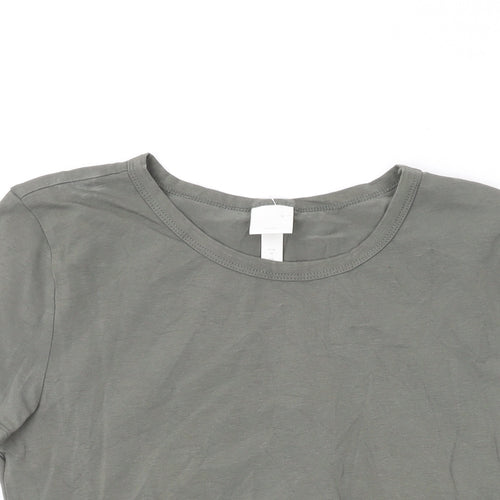 H&M Womens Green Cotton Basic T-Shirt Size M Round Neck