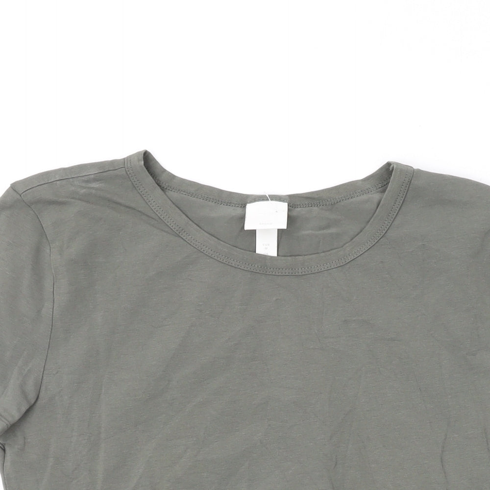 H&M Womens Green Cotton Basic T-Shirt Size M Round Neck